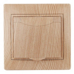 Розетка Intro Plano 1-203-11 с заземлением 2P+E Schuko с крышкой, 16А-250В, IP20, СУ, сосна