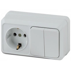 Блок розетка с выключателем Intro Quadro 2-702-01 двойным горизонтальный 10(16)А-250В, IP20, ОУ, белый Блок розетка с выключателем Intro Quadro 2-702-01 двойным горизонтальный 10(16)А-250В, IP20, ОУ, белый