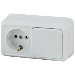 Блок розетка с выключателем Intro Quadro 2-701-01 горизонтальный 10(16)А-250В, IP20, ОУ, белый Блок розетка с выключателем Intro Quadro 2-701-01 горизонтальный 10(16)А-250В, IP20, ОУ, белый