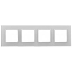 Рамка для розеток и выключателей Elegance 14-5104-01 на 4 поста, стекло, Эра Elegance, белый+белый