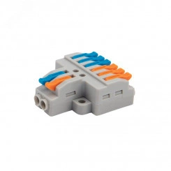 Клемма СМК 2х3 проходная разветвительная 2 полюса, с монтажной площадкой (1 ввод, 3 вывода на полюс), (5 шт./уп.), REXANT Клемма СМК 2х3 проходная разветвительная 2 полюса, с монтажной площадкой (1 ввод, 3 вывода на полюс), (5 шт./уп.), REXANT