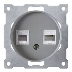 Розетка двойная компьютерная RJ45 кат.5e, цвет серый (серия Florence)