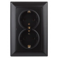 Розетка Intro Solo 4-208-05 с заземлением двойная 2X2P+E Schuko со шторками, 16А-250В, IP20, СУ, антрацит Розетка Intro Solo 4-208-05 с заземлением двойная 2X2P+E Schuko со шторками, 16А-250В, IP20, СУ, антрацит