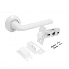 Комплект ручек и защелка АЛЛЮР АРТ ПОЛО W+L45-8 W (15110/S45) матовый белый Комплект ручек и защелка АЛЛЮР АРТ ПОЛО W+L45-8 W (15110/S45) матовый белый