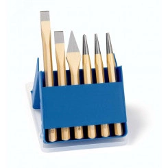 Набор инструментов по металлу, 6 предметов (Зубила плоские 125/150 мм, Крейцмейсель 125 мм, Кернер 4 мм, Пробойники 3/4 мм, пластиковый кейс) Набор инструментов по металлу, 6 предметов (Зубила плоские 125/150 мм, Крейцмейсель 125 мм, Кернер 4 мм, Пробойники 3/4 мм, пластиковый кейс)