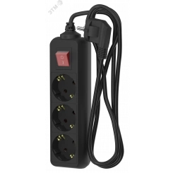 Удлинитель сетевой  16-23ЕS, 2м, 3 розетки, 16А, с выкл., с заземл., Черный