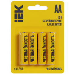 Батарейка щелочная Alkaline LR06/AA (4шт/блистер) IEK