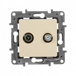 ETIKA Розетка телевизионная TV/SAT двухкабельная слоновая кость ETIKA Розетка телевизионная TV/SAT двухкабельная слоновая кость