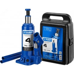 Домкрат бутылочный гидравлический в кейсе 4т, 192-374мм, Профессионал Домкрат бутылочный гидравлический в кейсе 4т, 192-374мм, Профессионал