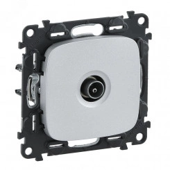 Valena ALLURE Розетка ТВ проходная 1.5дБ/14дБ 0-2400 МГц с лицевой панелью алюминий Valena ALLURE Розетка ТВ проходная 1.5дБ/14дБ 0-2400 МГц с лицевой панелью алюминий