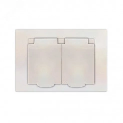 Розетка двухместная серия Афина с/з с крышкой, с/у, 16А, 220В, жемчуг (еврослот) Розетка двухместная серия Афина с/з с крышкой, с/у, 16А, 220В, жемчуг (еврослот)