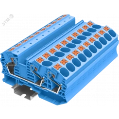 Клемма TP 1-2 проходная Push-in, сечение 16 мм. кв., синяя