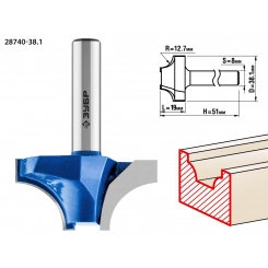 Фреза пазовая фасонная №1 38.1x19мм, радиус 12.7мм