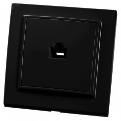 Розетка компьютерная одноместная RJ-45, серия Эрна, черный, Stekker Розетка компьютерная одноместная RJ-45, серия Эрна, черный, Stekker