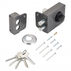 Замок накладной цилиндровый для деревянных дверей, СТАНДАРТ Россия ЗН1-3С серебро Замок накладной цилиндровый для деревянных дверей, СТАНДАРТ Россия ЗН1-3С серебро