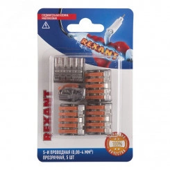 Клемма универсальная СМК 222-415, 5-проводная прозрачная 0,08-2,5 4 кв мм, 5 шт Клемма универсальная СМК 222-415, 5-проводная прозрачная 0,08-2,5 4 кв мм, 5 шт