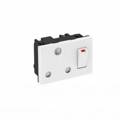 Розетка одинарная 0° ЮАР/Индия с выключателем, 16А, 250 В (белый)