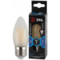 Лампа светодиодная F-LED B35-7W-840-E27 frost  (филамент, свеча мат, 7Вт, нейтр, E27) (10/100/5000) ЭРА