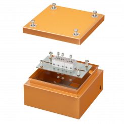 Коробка стальная FS с гладкими стенками и клеммниками  IP66 150х150х80мм 5р  450V 10A  6мм.кв.