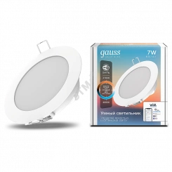 Светильник светодиодный умный встраиваемый ДВО 7 Вт 650 Лм 2700-4000К круг IP20 изм.цв.тем+дим LED 105х35 мм 220-240V управление по Wi-Fi Smart Home Gauss