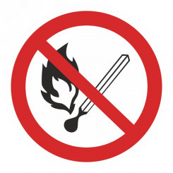 Наклейка Запрещается пользоваться открытым огнем и курить Р02 (200х200мм) PROxima