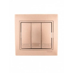 Мира Выключатель тройной светло-коричневый металлик Мира Выключатель тройной светло-коричневый металлик