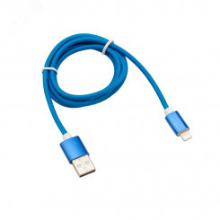 Кабель USB-Lightning 1 м, синяя нейлоновая оплетка