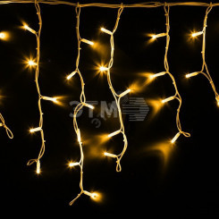 Гирлянда профессиональная Айсикл (бахрома) светодиодный, 4,0 х 0,6 м, белый провод КАУЧУК, 230 В, диоды желтые, 128 LED