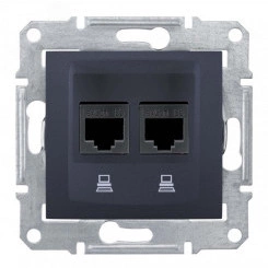 Sedna Розетка двойная компьютерная графит Sedna Розетка двойная компьютерная графит