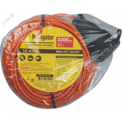Удлинитель силовой NPE-C-10-X-2x1 шнур б/з 10м ПВС 2х1 2200 Вт IP44