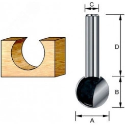 Фреза шаровидная 9,52R 19,05х19,05х8х32х2Т