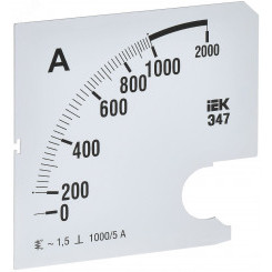 Шкала сменная для амперметра Э47 1000/5А класс точности 1,5 96х96мм