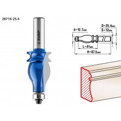 Фреза кромочная фигурная №5 25.4x41мм, хвостовик 12мм