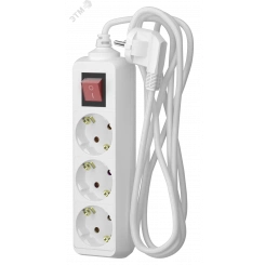 Удлинитель сетевой  16-33ЕS, 3м, 3 розетки, 16А, с выкл., с заземл., Белый