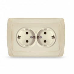 Маргарита розетка двухместная с/з, с/у, 16А, 220В, сл.кость (ivory) (еврослот) Маргарита розетка двухместная с/з, с/у, 16А, 220В, сл.кость (ivory) (еврослот)