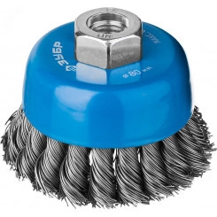 Щетка чашечная для УШМ, плетеные пучки стальной проволоки 0,5мм, 80ммхМ14 ''Профессионал''. Щетка чашечная для УШМ, плетеные пучки стальной проволоки 0,5мм, 80ммхМ14 ''Профессионал''.