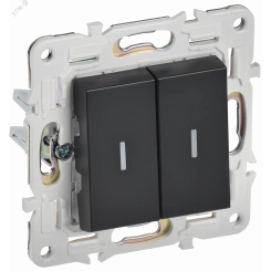 SKANDY Выключатель 2-клавишный проходной с индикацией 10А SK-V10Bl черный IEK SKANDY Выключатель 2-клавишный проходной с индикацией 10А SK-V10Bl черный IEK