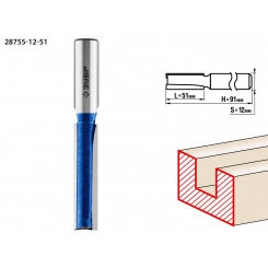 Фреза пазовая прямая с нижними подрезателями 12x51мм, хвостовик 12мм Фреза пазовая прямая с нижними подрезателями 12x51мм, хвостовик 12мм