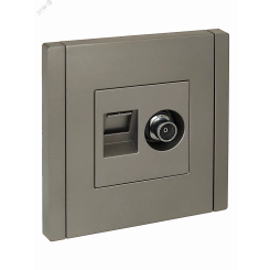 FORTE&PIANO Розетка двойная TV+RJ45 кат.5E FP536 сталь IEK FORTE&PIANO Розетка двойная TV+RJ45 кат.5E FP536 сталь IEK