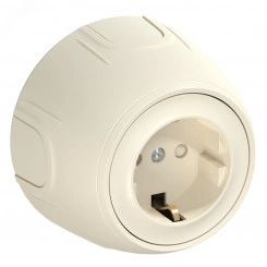 Розетка с заземлением Rotondo, защитные шторки, винтовые контакты, цвет бежевый Розетка с заземлением Rotondo, защитные шторки, винтовые контакты, цвет бежевый