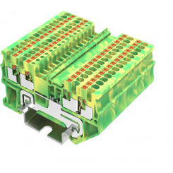 Клемма TP 2-2 земля, Push-in, сечение 1,5 мм. кв., желто-зеленая