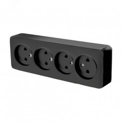 Розетка четырехместная б/з 250В 10А серия София черный STEKKER