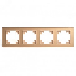 Рамка четырехместная горизонтальная, стекло, Катрин, золото Stekker Рамка четырехместная горизонтальная, стекло, Катрин, золото Stekker