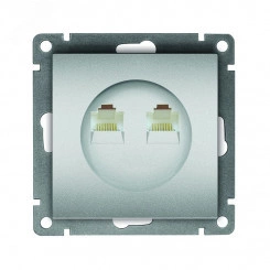 Розетка компьютерная двухместная UNIVersal серия Афина с/у, 1А, RJ45, серебро (еврослот), механизм Розетка компьютерная двухместная UNIVersal серия Афина с/у, 1А, RJ45, серебро (еврослот), механизм