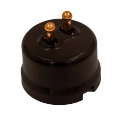 Выключатель Лизетта 2-кл., пластик, цвет Коричневый,  Медь (тумблерный)