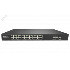 Коммутатор управляемый L3 PoE 28 портов, 24хPoE 10/100/1000 Мб/с, 4xSFP, 390 Вт