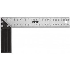 Угольник столярный, рифленая шкала, алюминиевое основание 250 мм