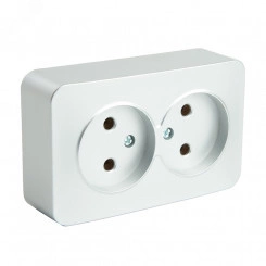 Розетка двухместная б/з 250В 10А серия София серебро STEKKER