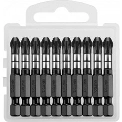 Биты Impact Pro, Pozidriv, тип хвостовика E 1/4'', PZ3, 50мм, 10шт, в пластиковом боксе