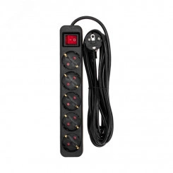 Удлинитель STANDARD 5 гнезд, 5 м, 3х1,0 мм2, с/з, с выключателем, черный